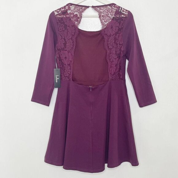 Lulu’s Felicity Plum Lace skater dress NWT - Picture 2 of 9